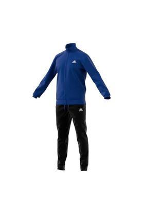 solid polyester regular fit men's track suit - blue