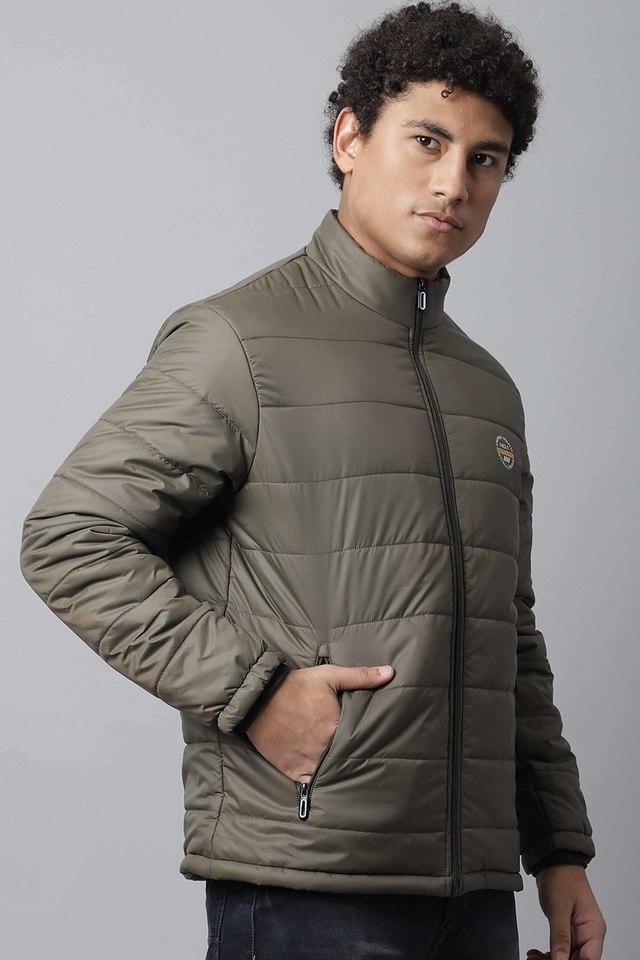 solid polyester regular fit mens padded jacket