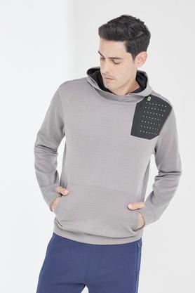 solid polyester regular fit mens pullover - grey