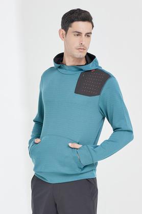 solid polyester regular fit mens pullover - teal