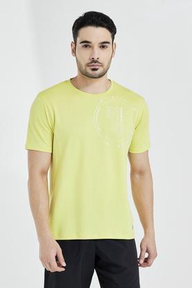 solid polyester regular fit mens t-shirt - lime green