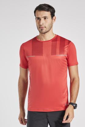 solid polyester regular fit mens t-shirt - orange