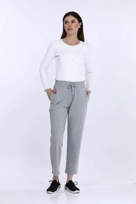 solid polyester regular fit women's track pants - grey