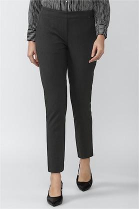 solid polyester regular fit women's work wear pants - grey