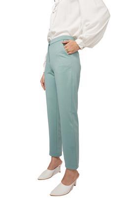 solid polyester regular fit womens pants - green