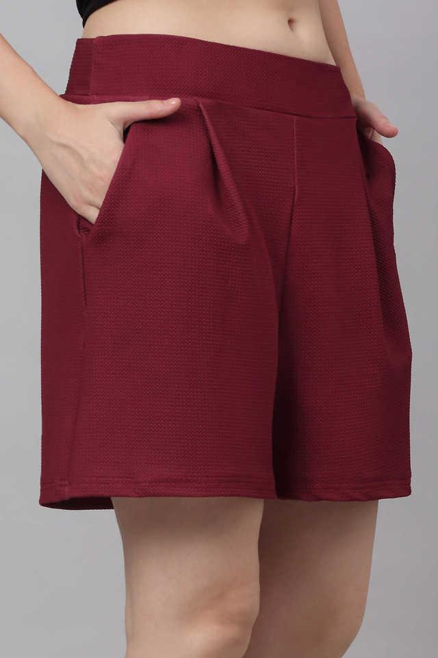 solid polyester regular fit womens shorts