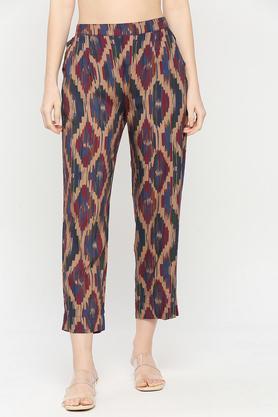 solid polyester relaxed fit women's casual pants - multi