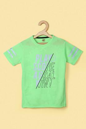 solid polyester round neck boy's t-shirt - green