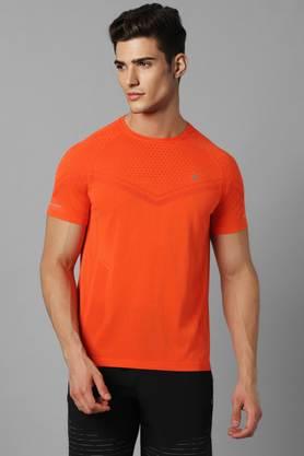 solid polyester round neck men's t-shirt - orange