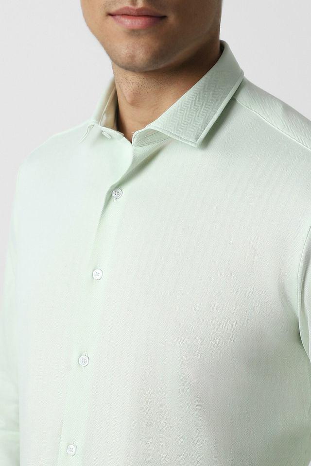 solid polyester slim fit mens casual shirt