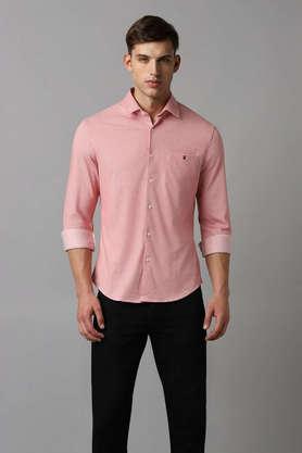 solid polyester super slim fit men's casual shirt - pink