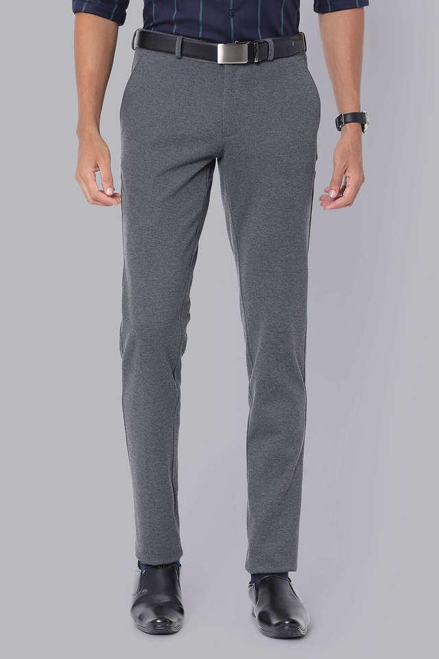 solid polyester tapered fit mens casual wear trousers