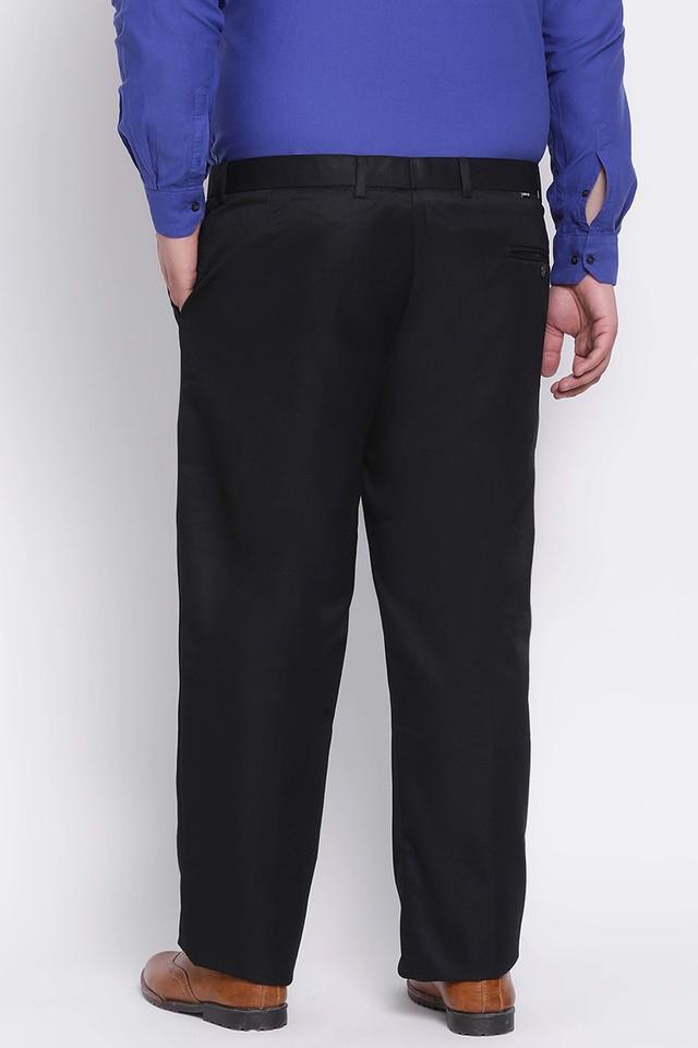 solid polyester viscose regular fit mens casual trousers