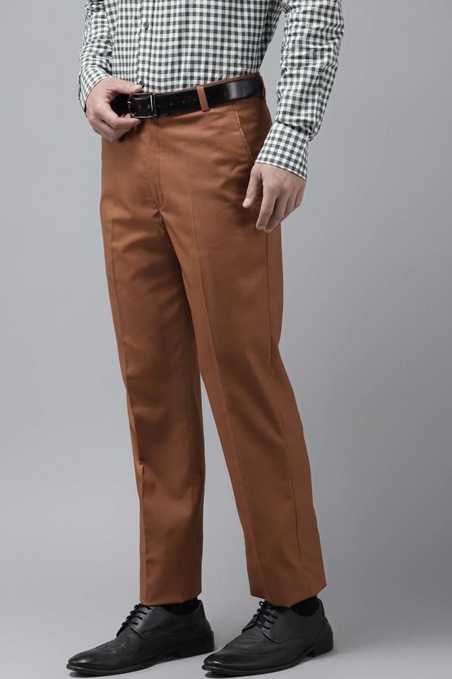 solid polyester viscose regular fit mens casual trousers