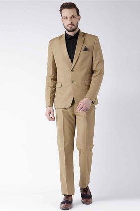 solid polyester viscose regular fit mens suit - natural