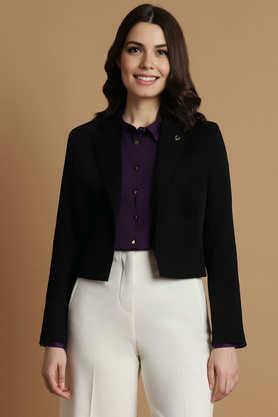 solid polyester women's formal wear blazer - purple