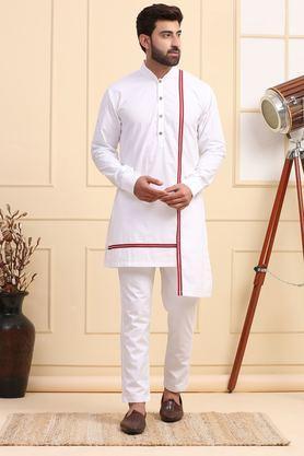 solid poplin regular fit men's kurta - white