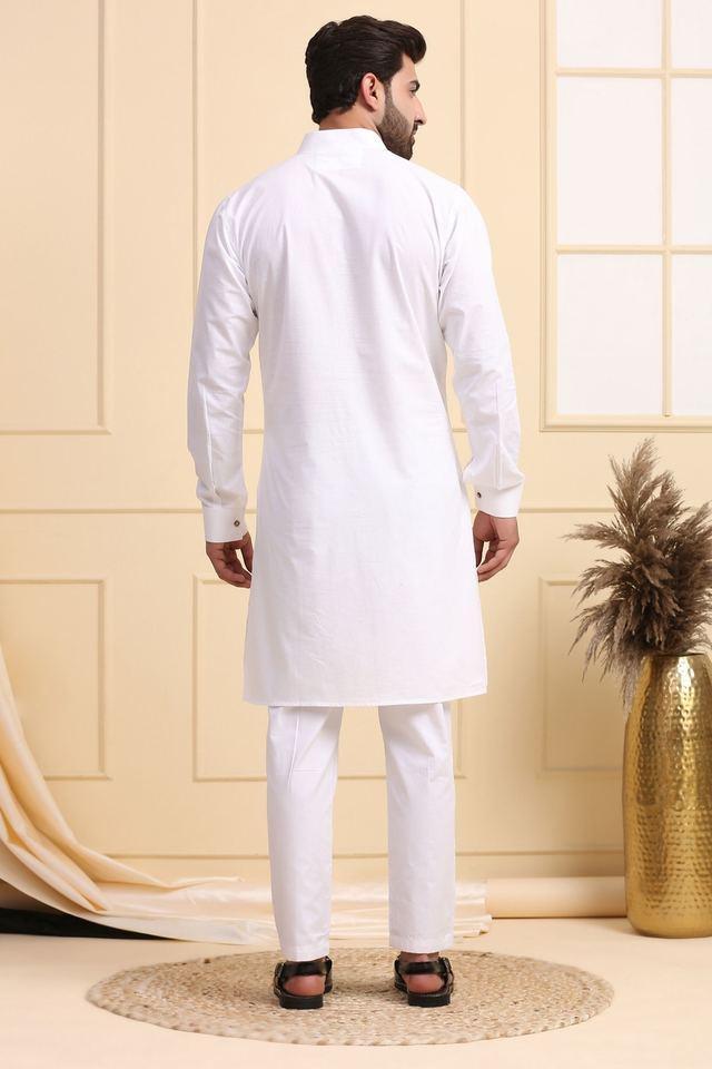 solid poplin regular fit mens kurta