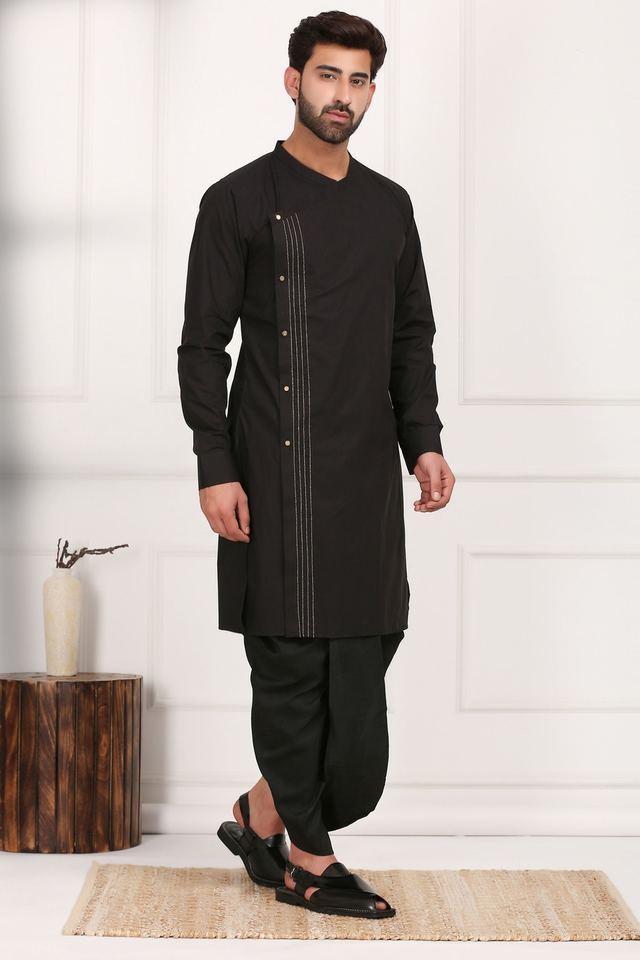 solid poplin regular fit mens kurta