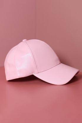 solid pu men's baseball cap - pink