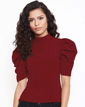 solid puff sleeve top