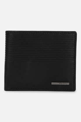 solid pure leather men's formal wallet - black