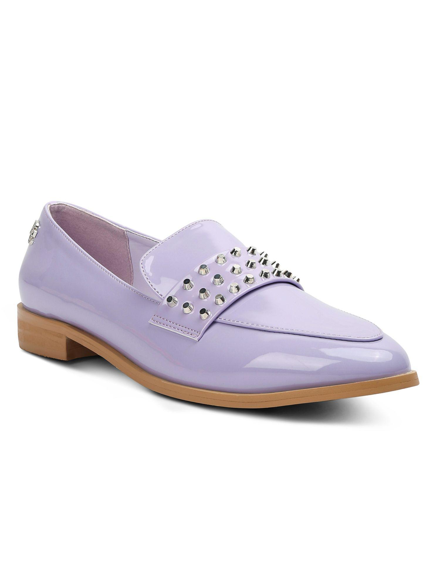 solid purple loafers