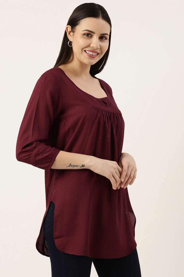 solid rayon round neck womens tunic