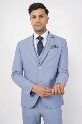 solid rayon slim fit men's casual wear suit - light blue