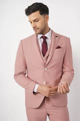 solid rayon slim fit men's casual wear suit - pink