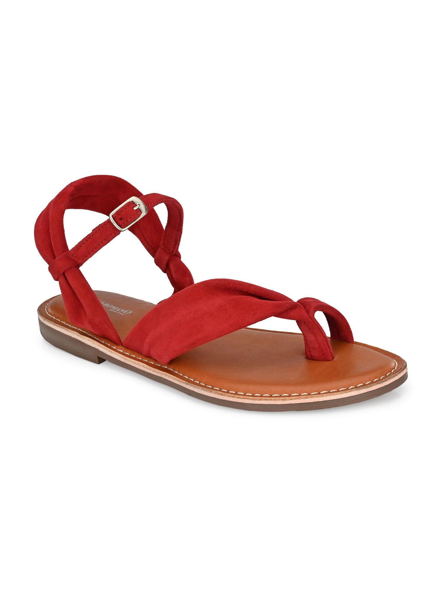 solid red leather sandal