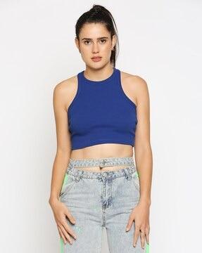 solid regular crop  top