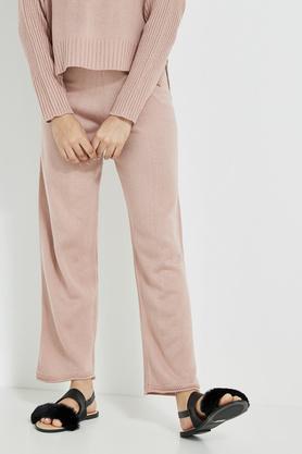 solid regular fit acrylic women's pyjamas - blush
