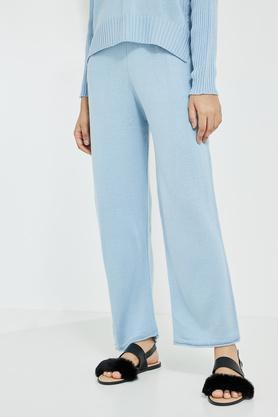 solid regular fit acrylic women's pyjamas - powder blue