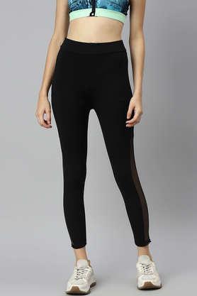 solid regular fit cotton blend women's casual wear track pants - black