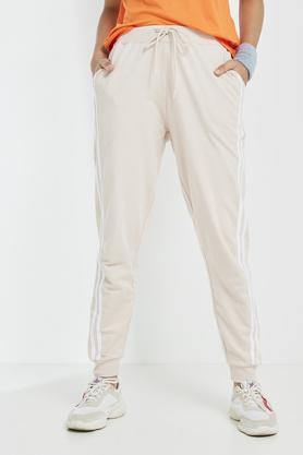 solid regular fit cotton women's active wear joggers - nude