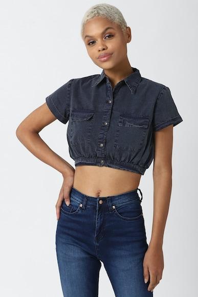 solid regular fit crop tops