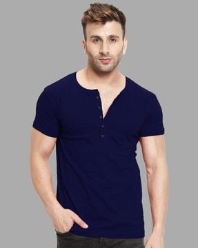 solid regular fit henley t-shirt