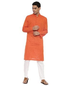 solid regular fit long kurta