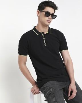 solid regular fit polo t-shirt with short sleeve