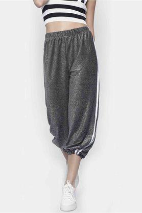 solid regular fit polyester womens track pants - grey