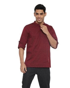 solid regular fit short kurta