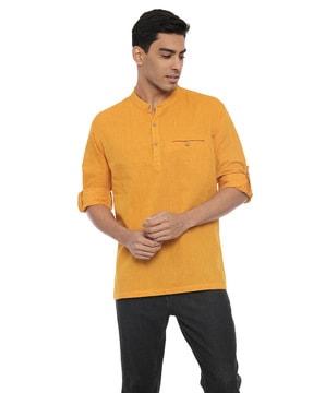 solid regular fit short kurta