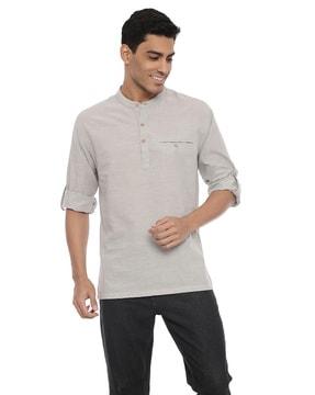 solid regular fit short kurta