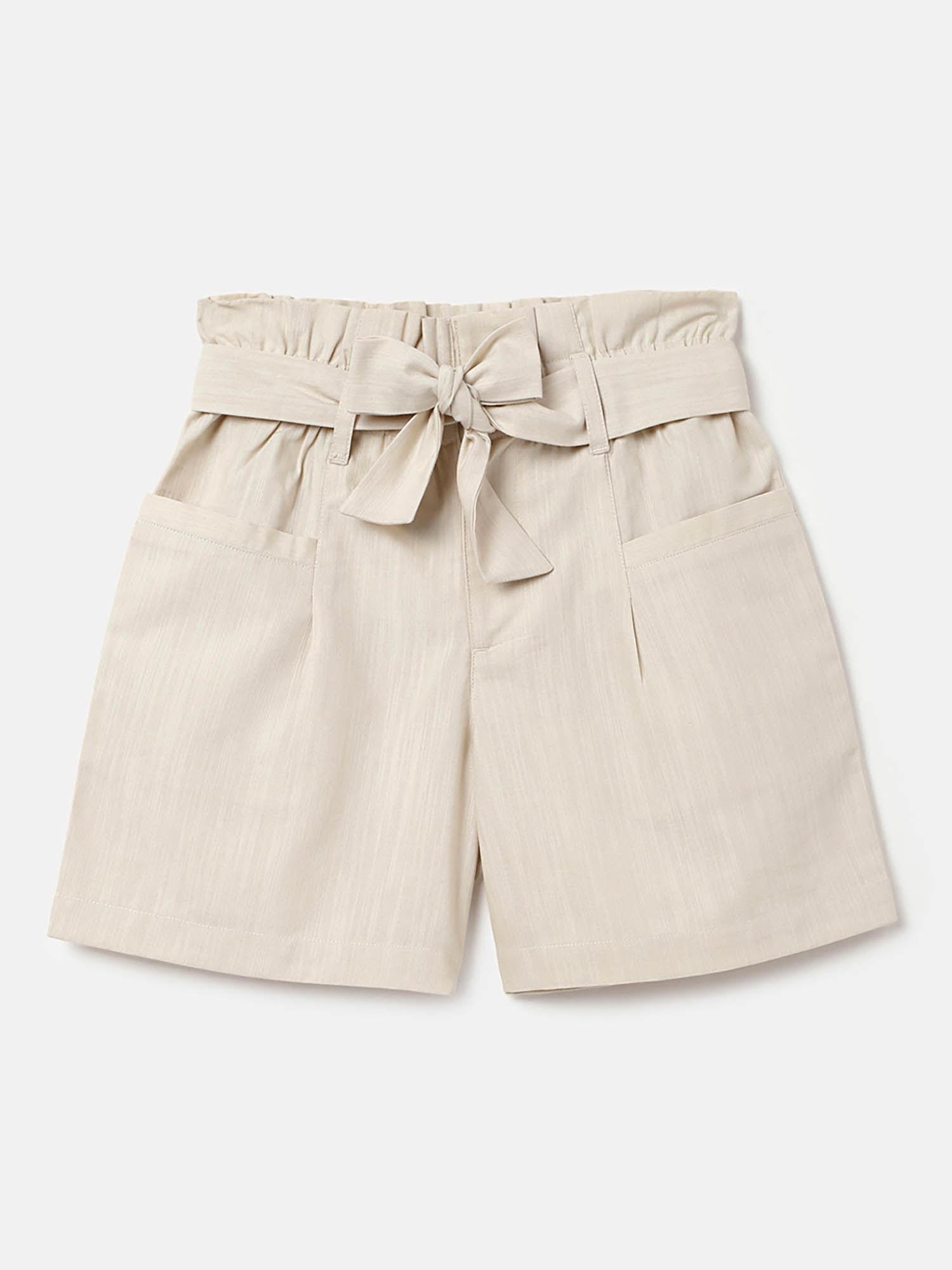 solid regular fit shorts with belt (set of 2)