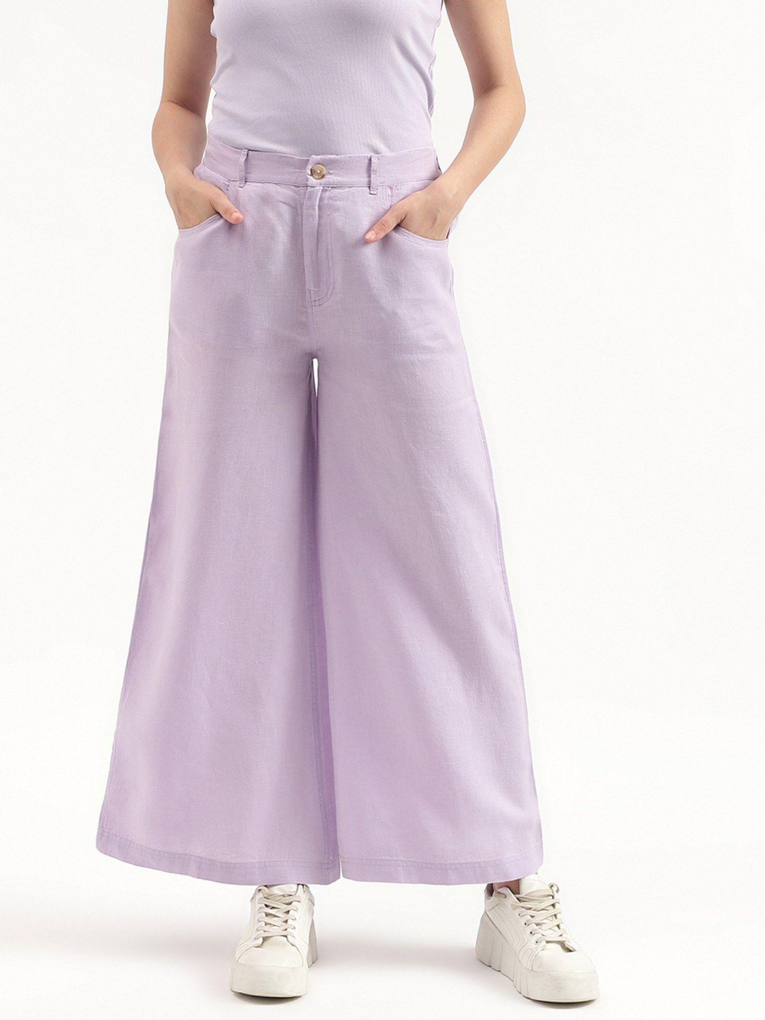 solid regular fit trousers - purple