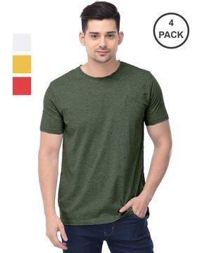 solid regular fpack of 4 men regular fit round-neck t-shirts