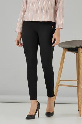 solid regular nr roma women's treggings - black