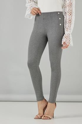 solid regular nr roma women's treggings - grey