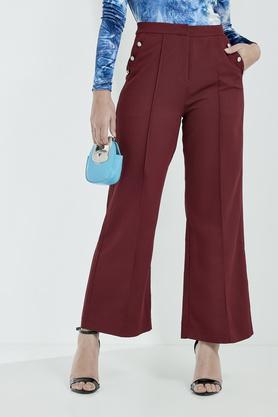 solid regular nylon women's casual wear culottes - wine